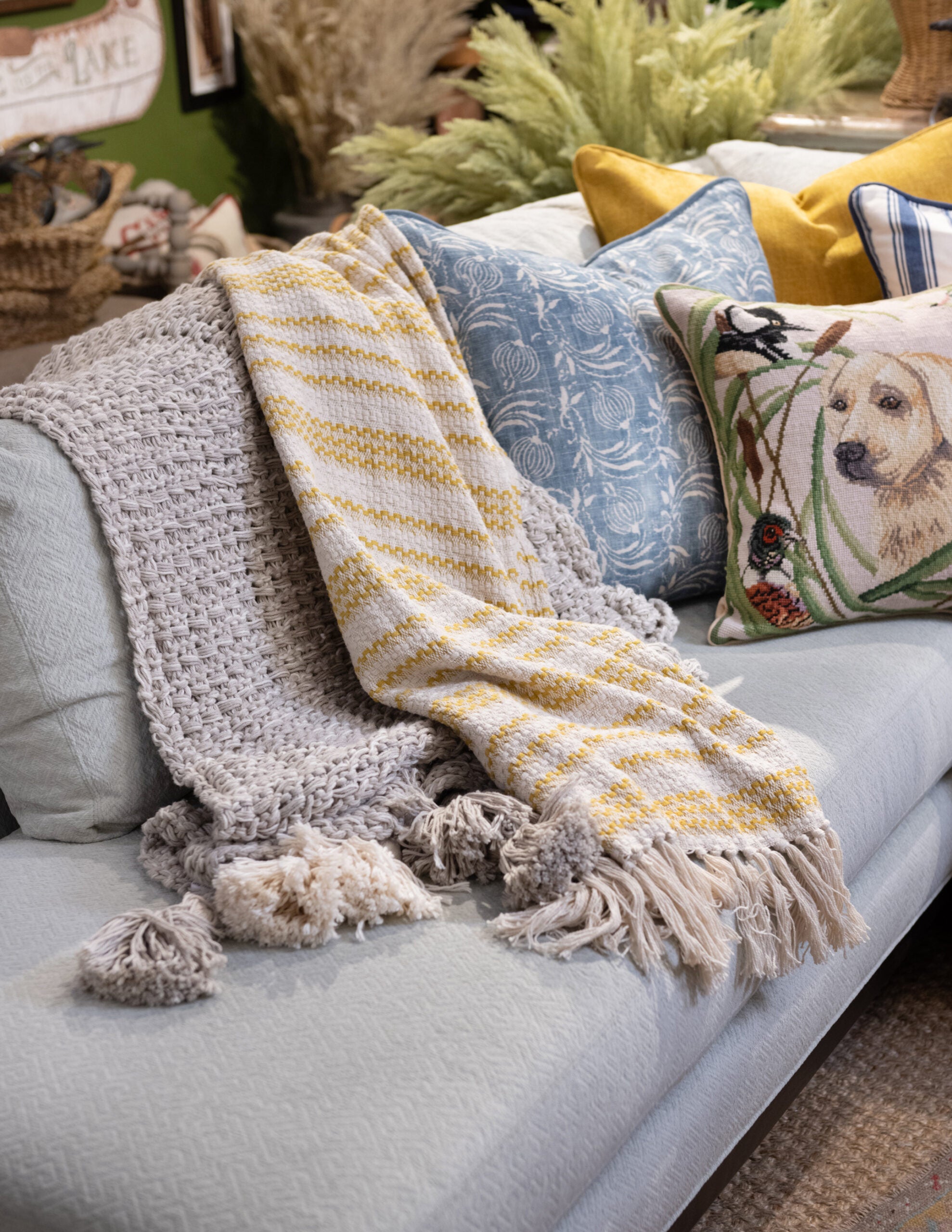 layered throw blankets