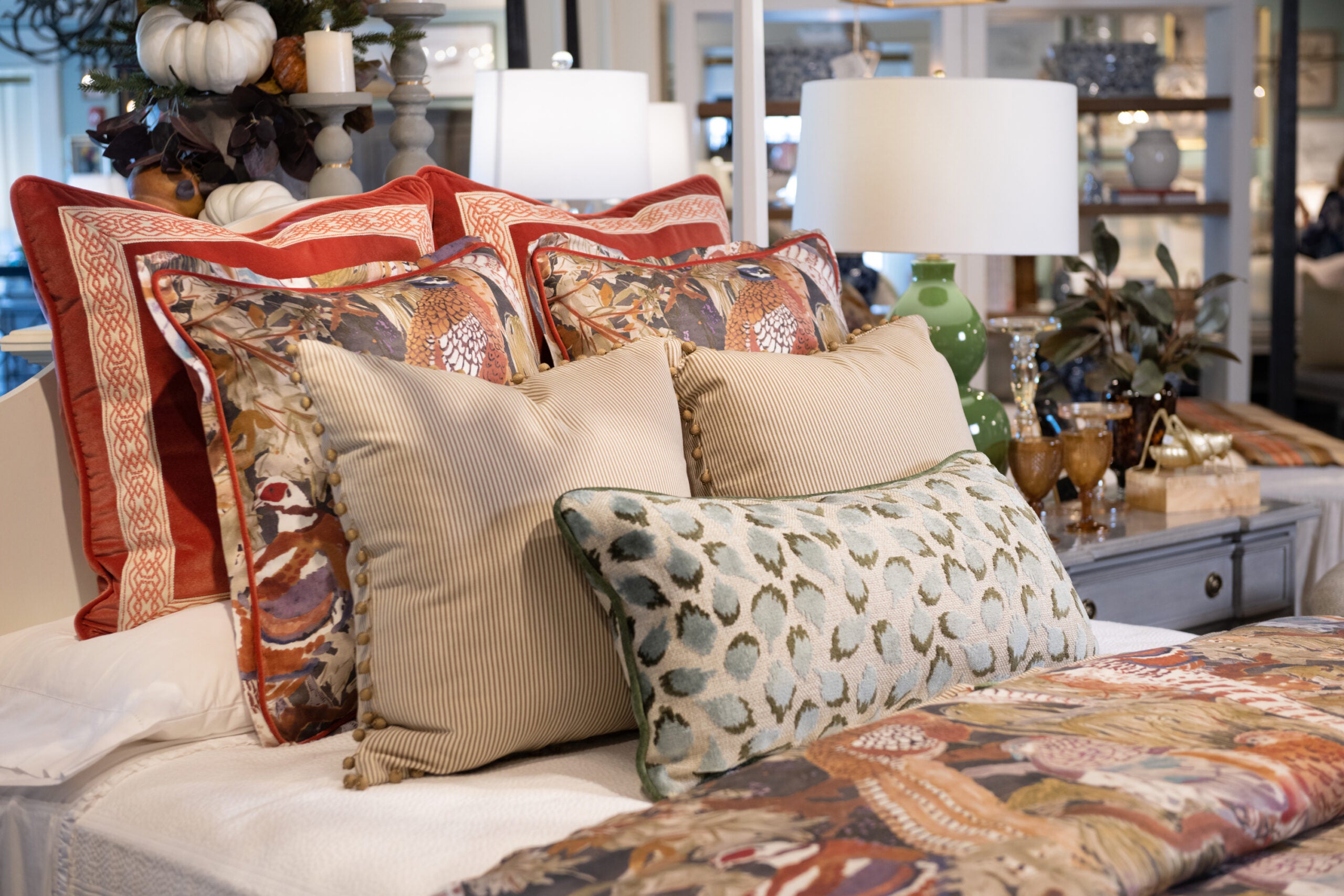 Custom bedding in fall colorway