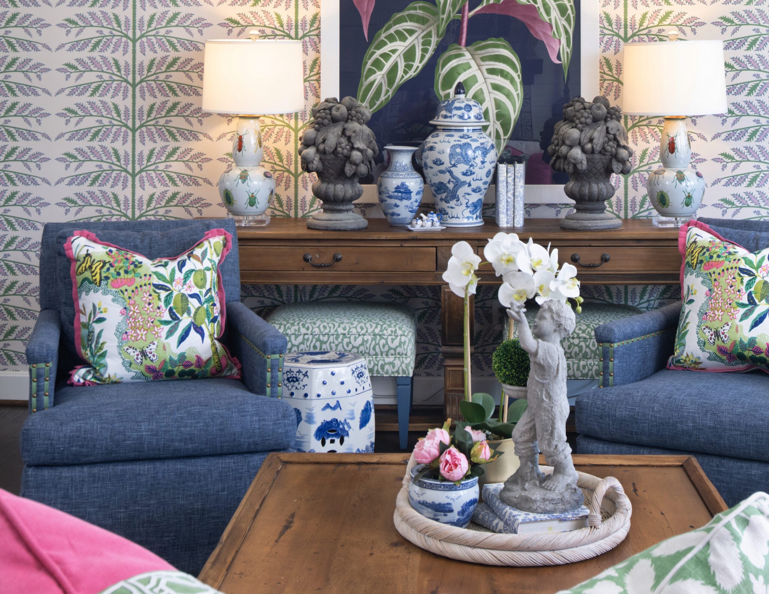 preppy living room design