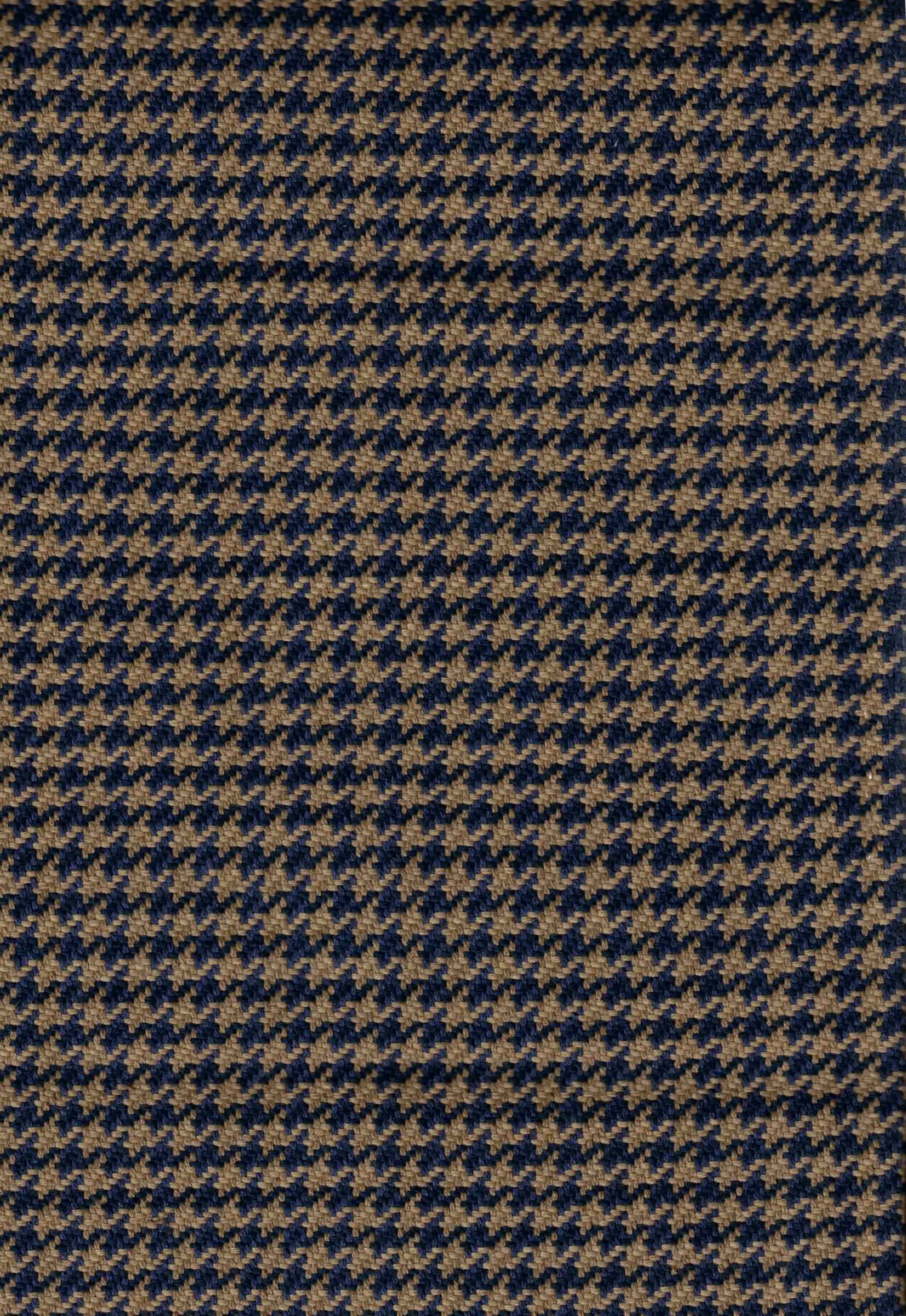 Atchison Midnight brown and navy cotton houndstooth upholstery fabric by the yard from Nell Hill's