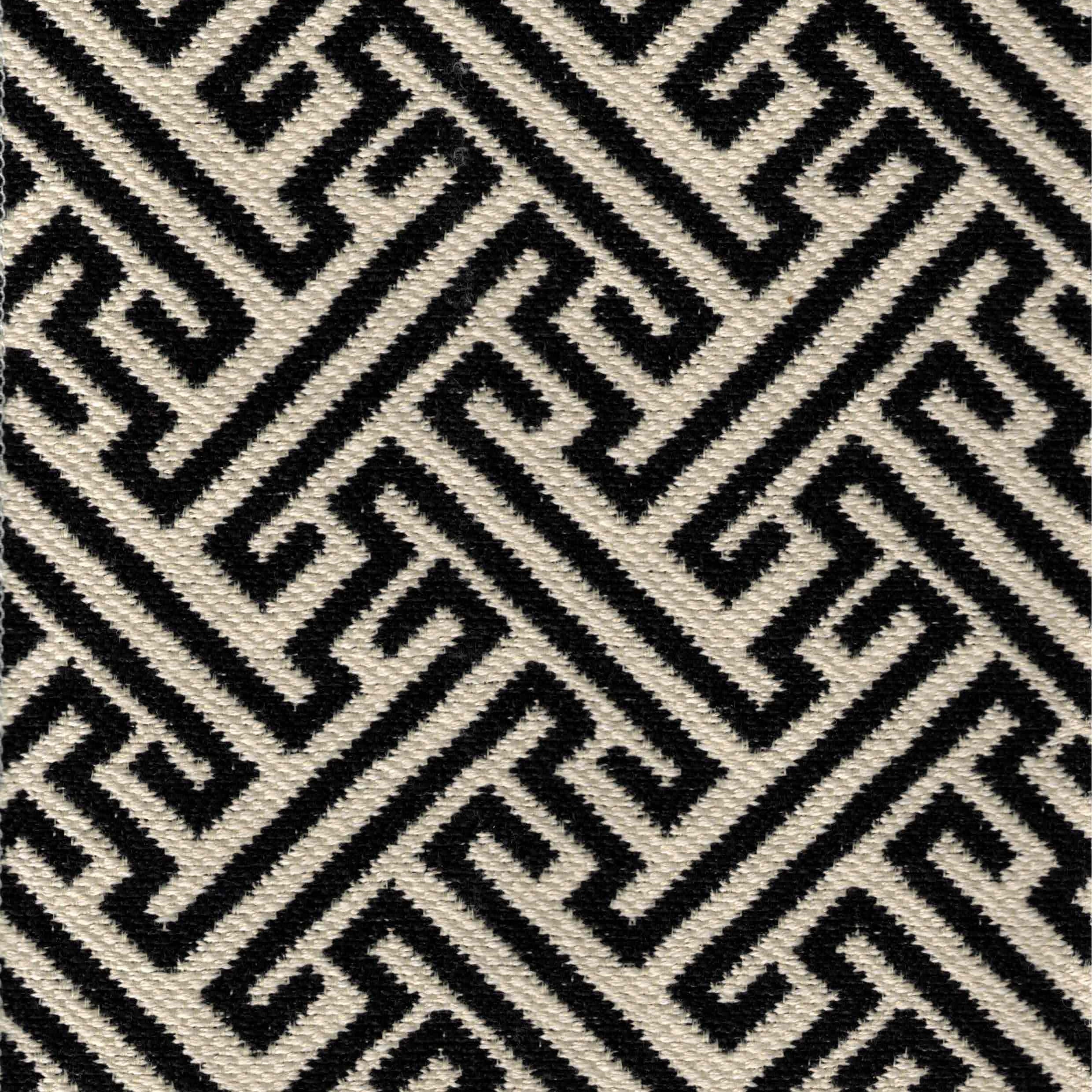 Athena Greek Key Black and White geometric upholstery fabric by the yard from Nell Hill's