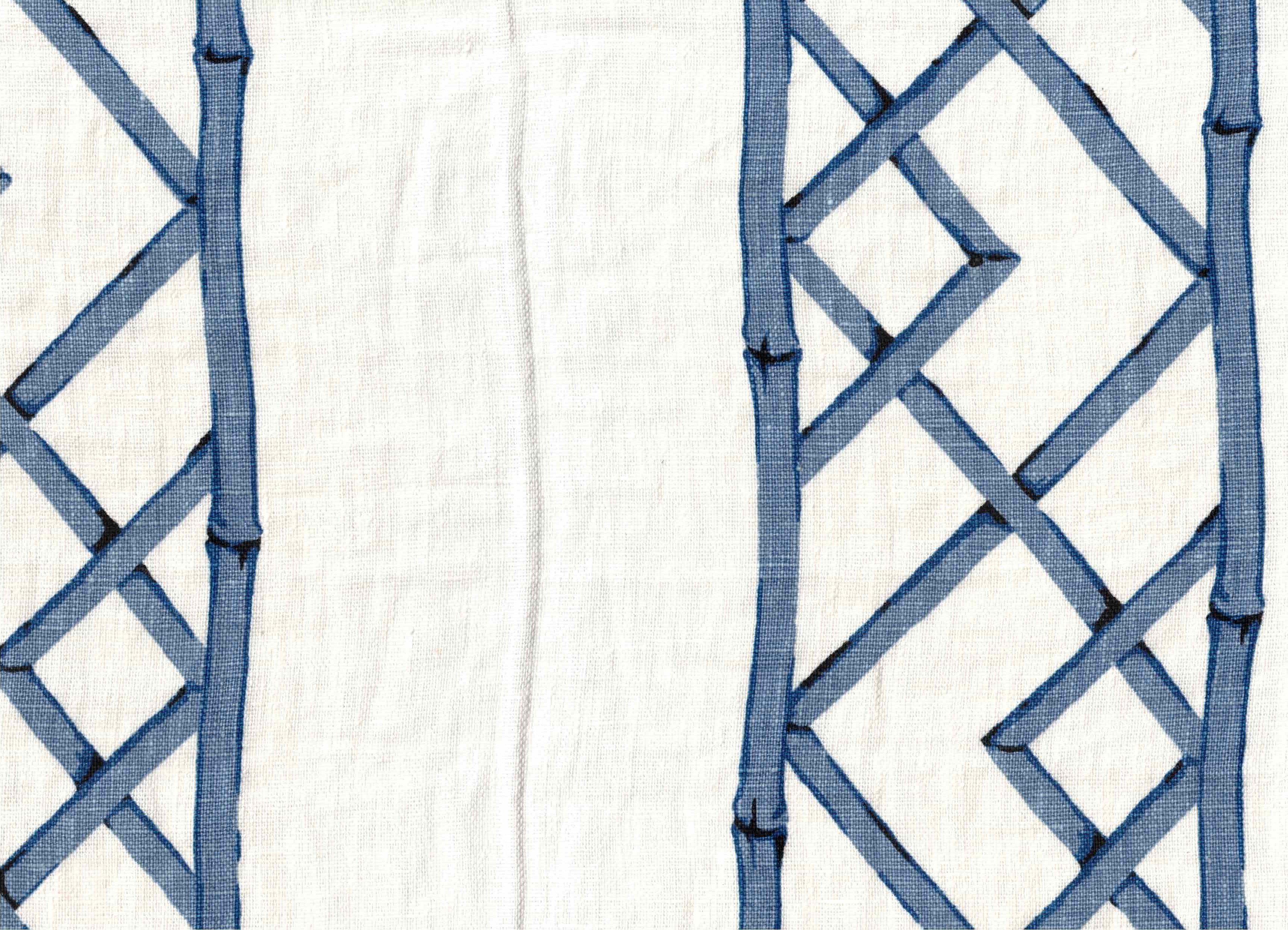Bamboo Trellis Ultramarine blue and white trellis fabric by the yard from nell hill's