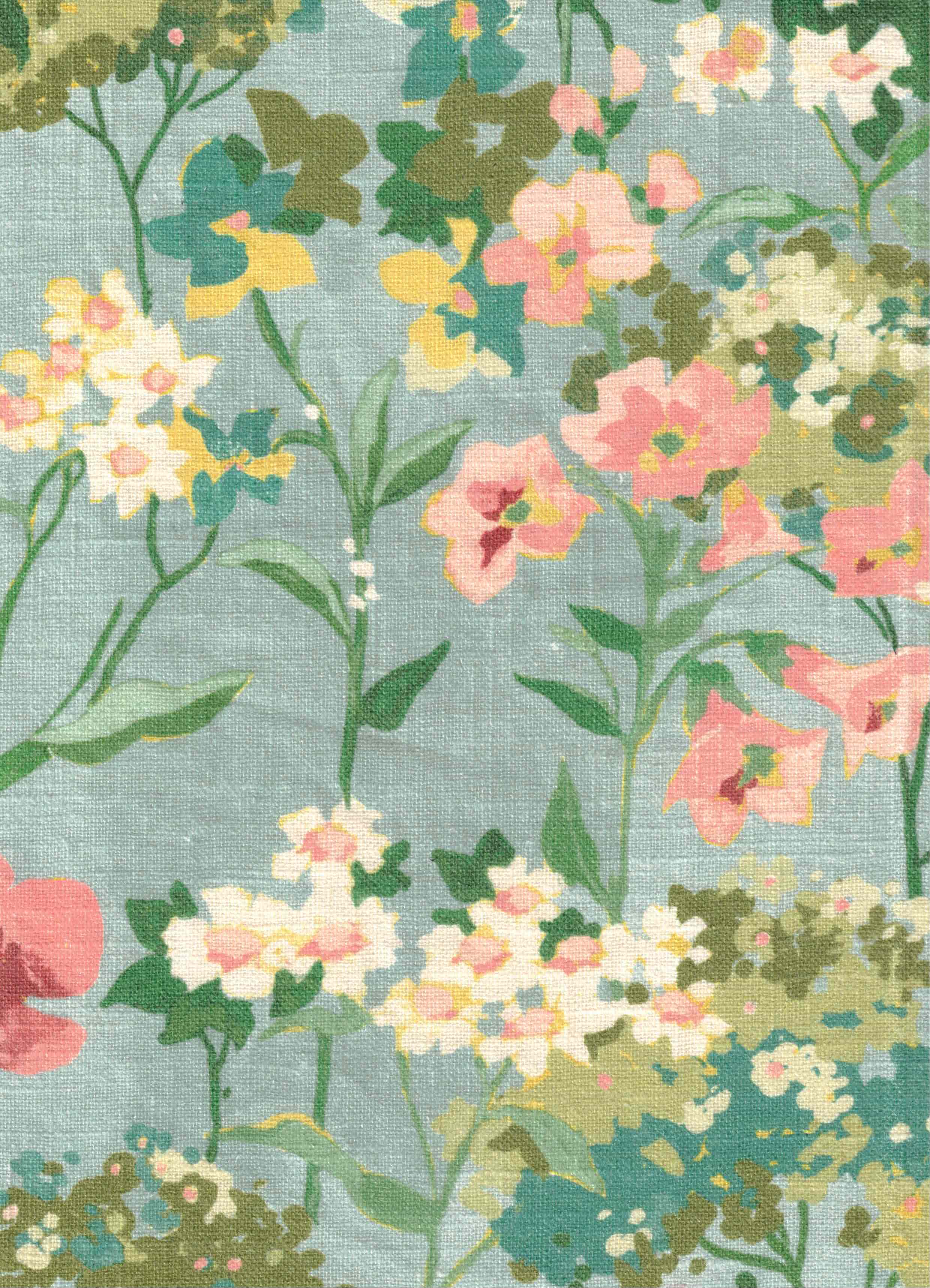 Beatrice Aqua floral pink, blue, yellow, white, green fabric by the yard from Nell Hill's