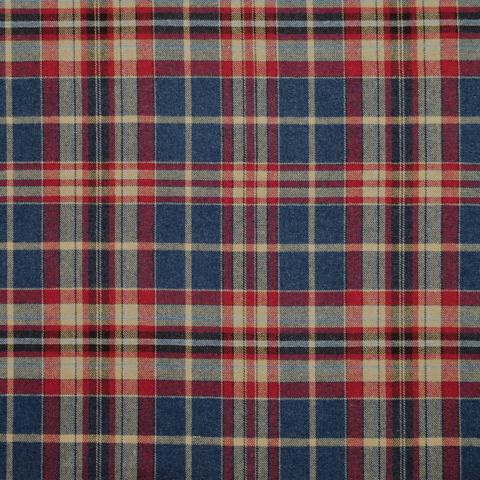 Bennett Bristol Blue and Red Plaid wool blend fabric by the yard from Nell Hill's