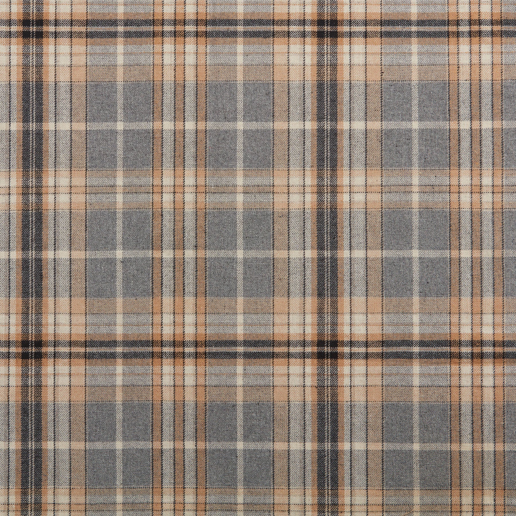 Bennett Stone beige, tan, black, and grey Plaid wool blend fabric by the yard from Nell Hill's
