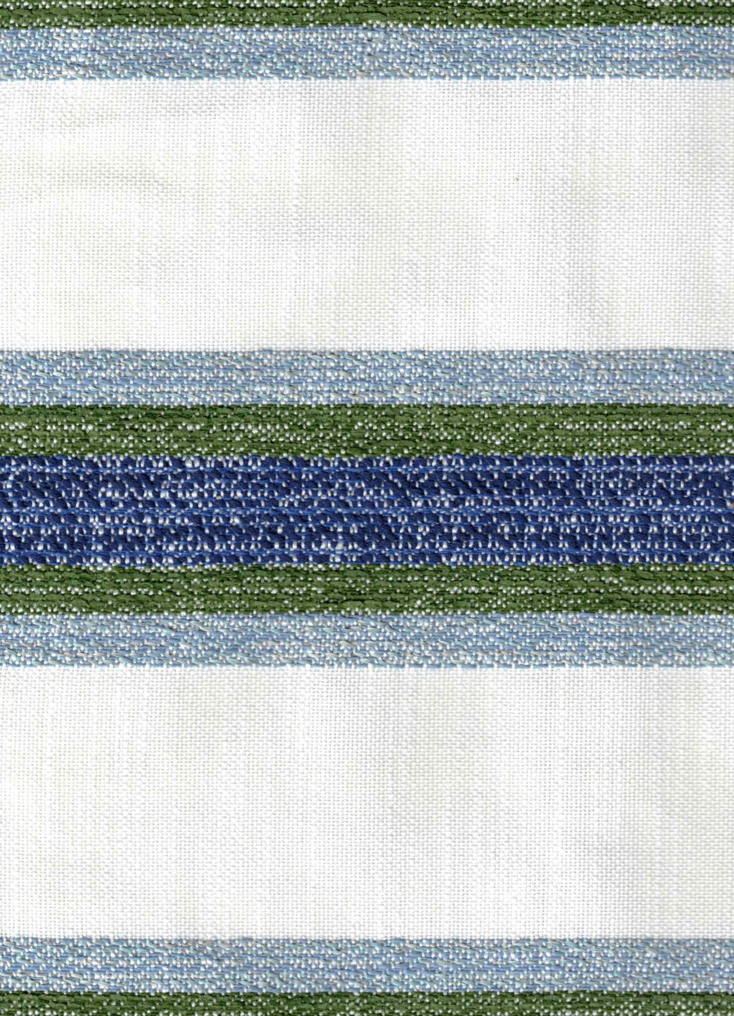 Blissful Brooke Jewel blue, green, white stripe indoor outdoor performance fabric by the yard