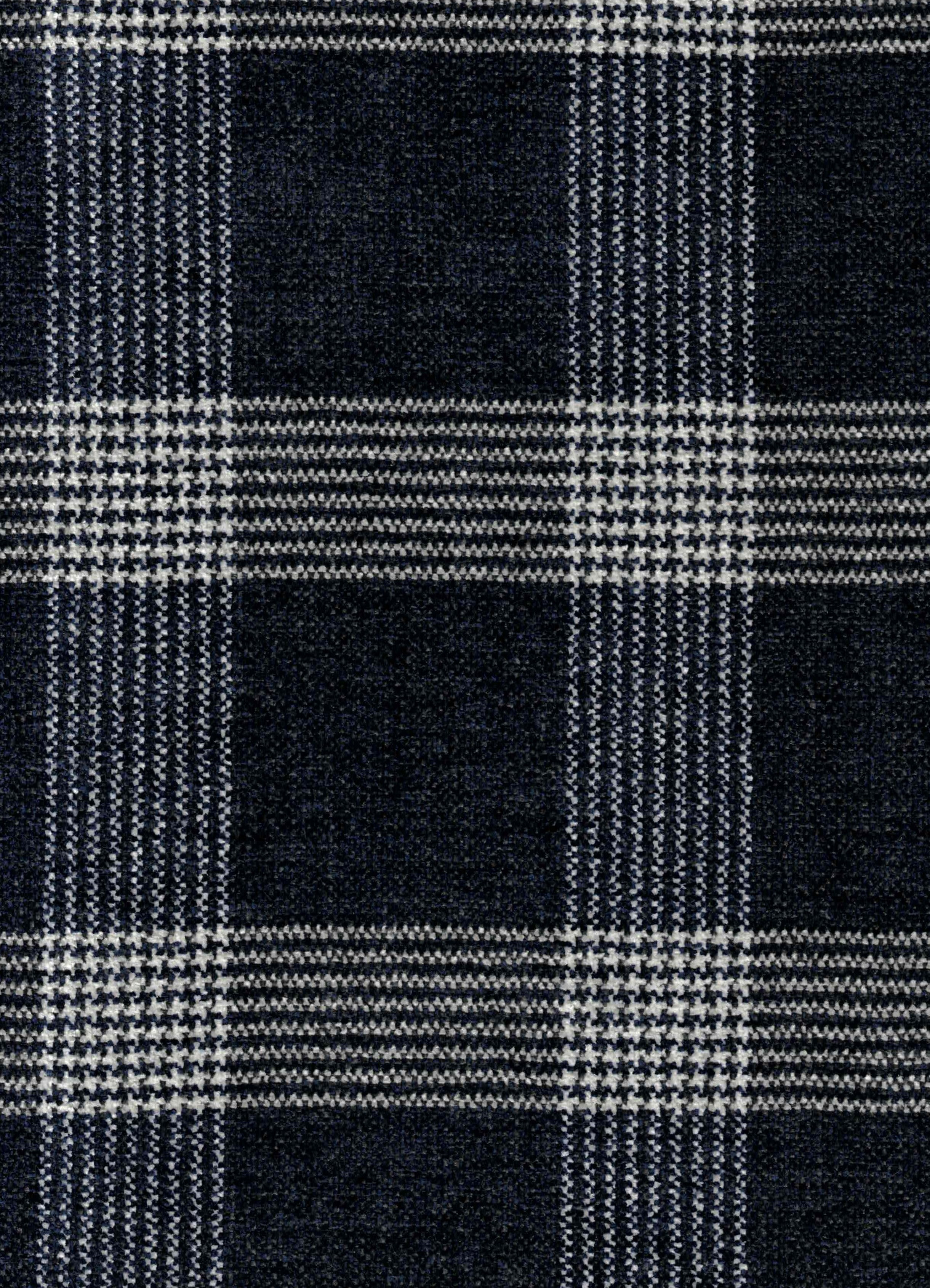 Bluestone Manor plaid windowpane houndstooth navy and white upholstery fabric by the yard