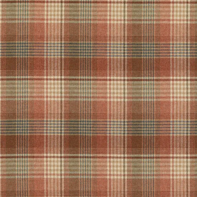 Braemar Russett plaid tartan houndstooth rust green white wool luxury upholstery fabric