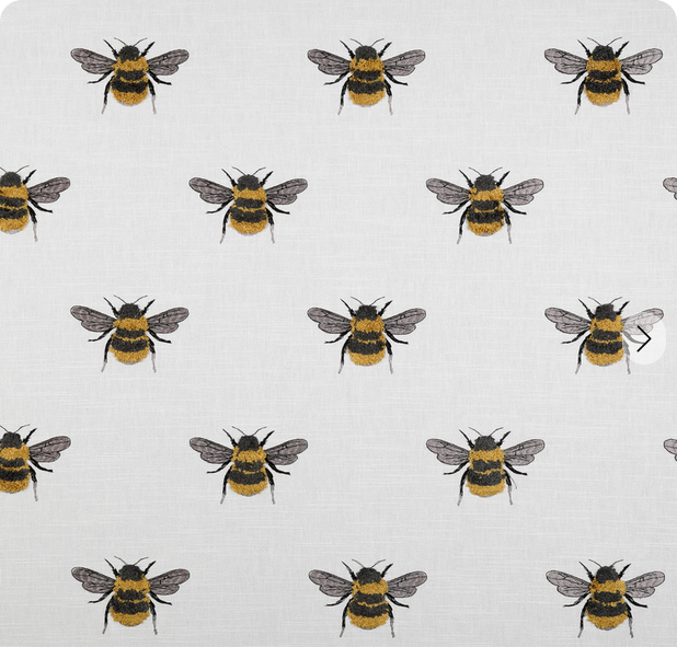 Buzzworthy embroidered Bee yellow black and white drapery bedding fabric by the yard from nell hill's