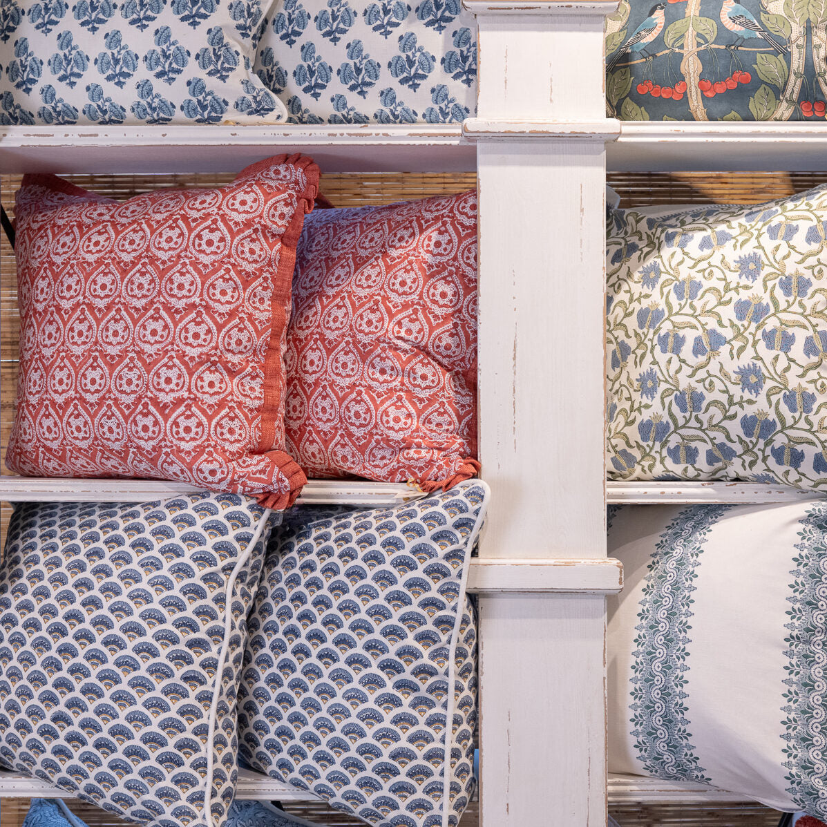 Ogee Vermillion Hand Blocked Medallion Fabric by the Yard | Nell