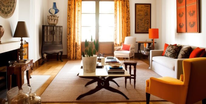 a traditional home, with modern accents and furnishings, mixing old with new
