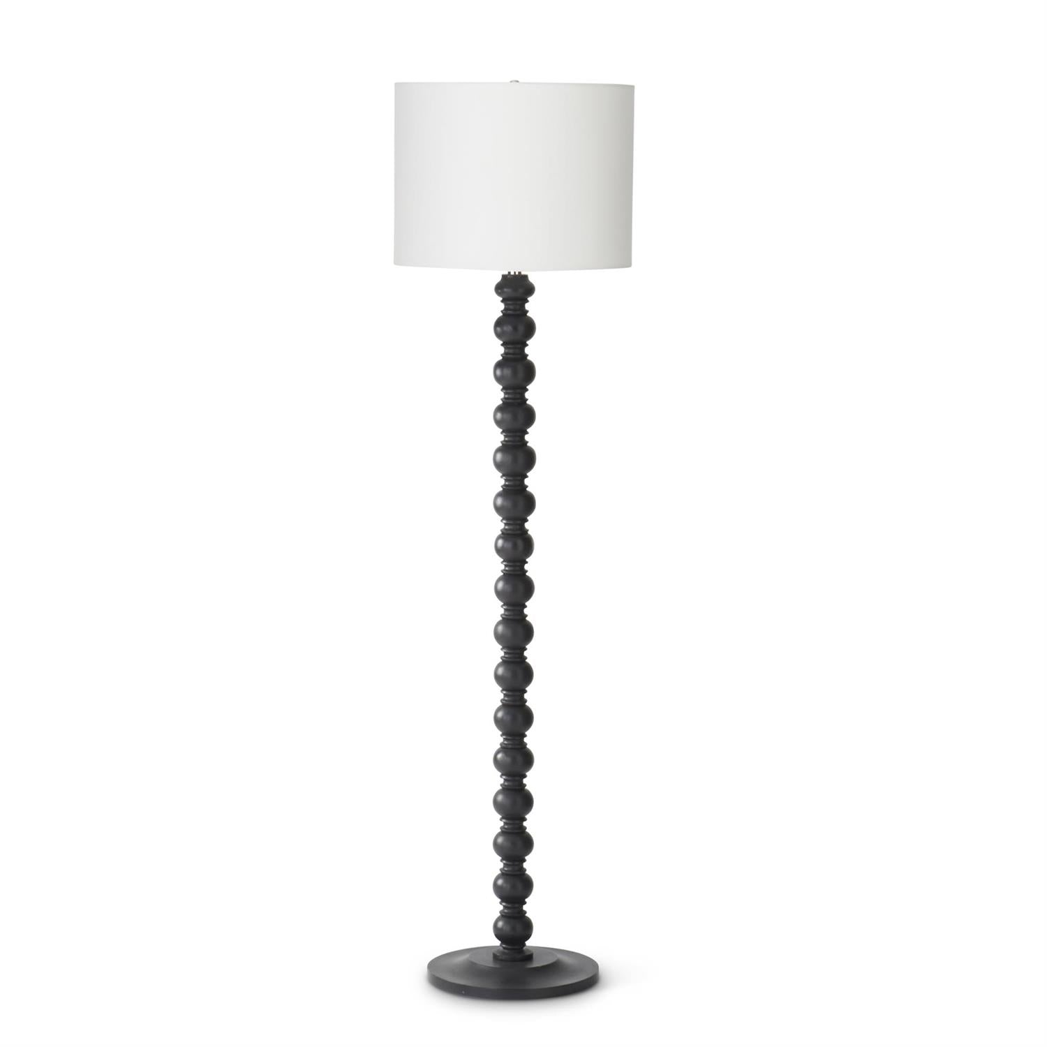 Black Wood Turned Ball Floor Lamp