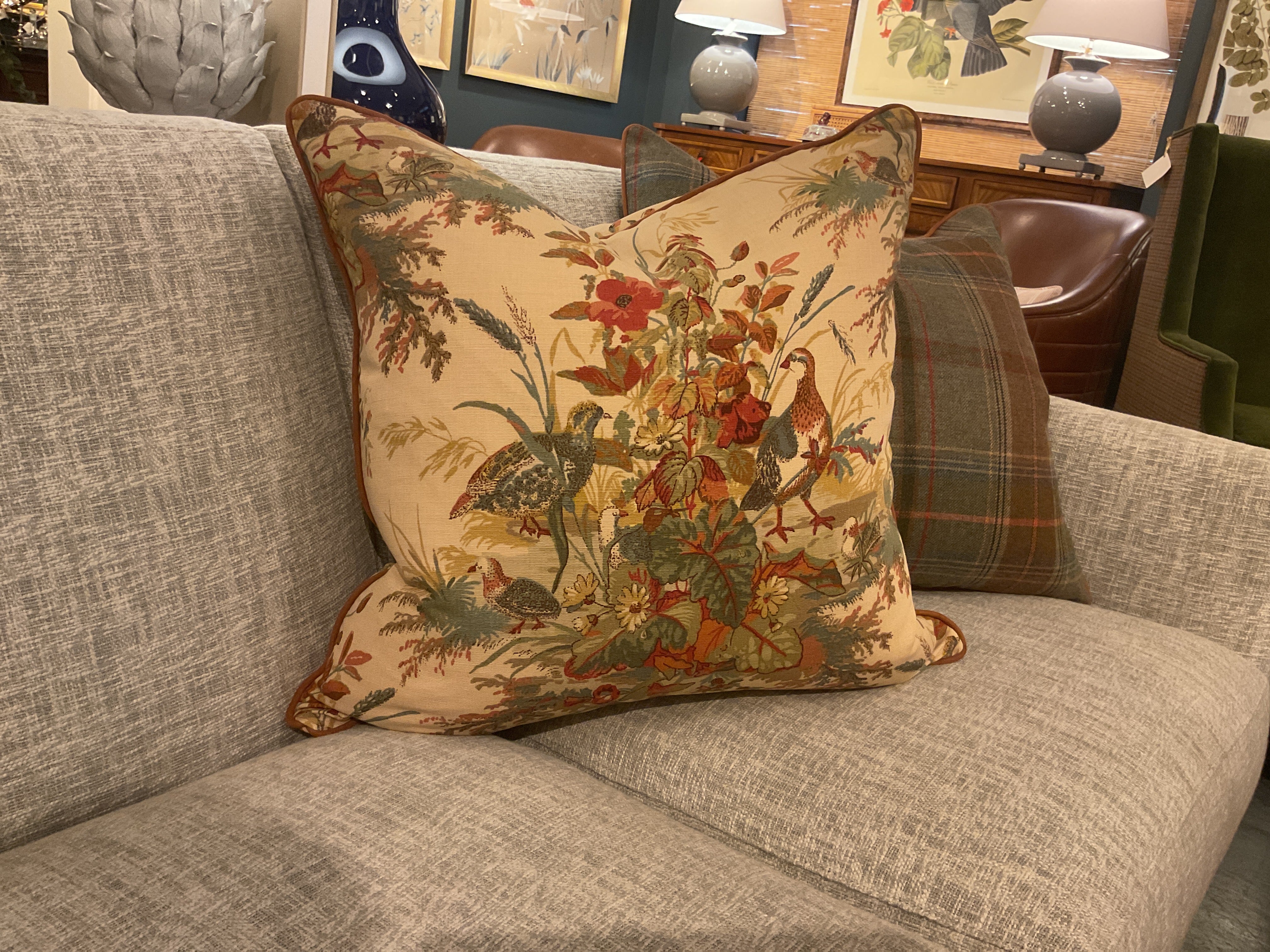 Quail Meadow w/ Sued Cord Pillow Sham