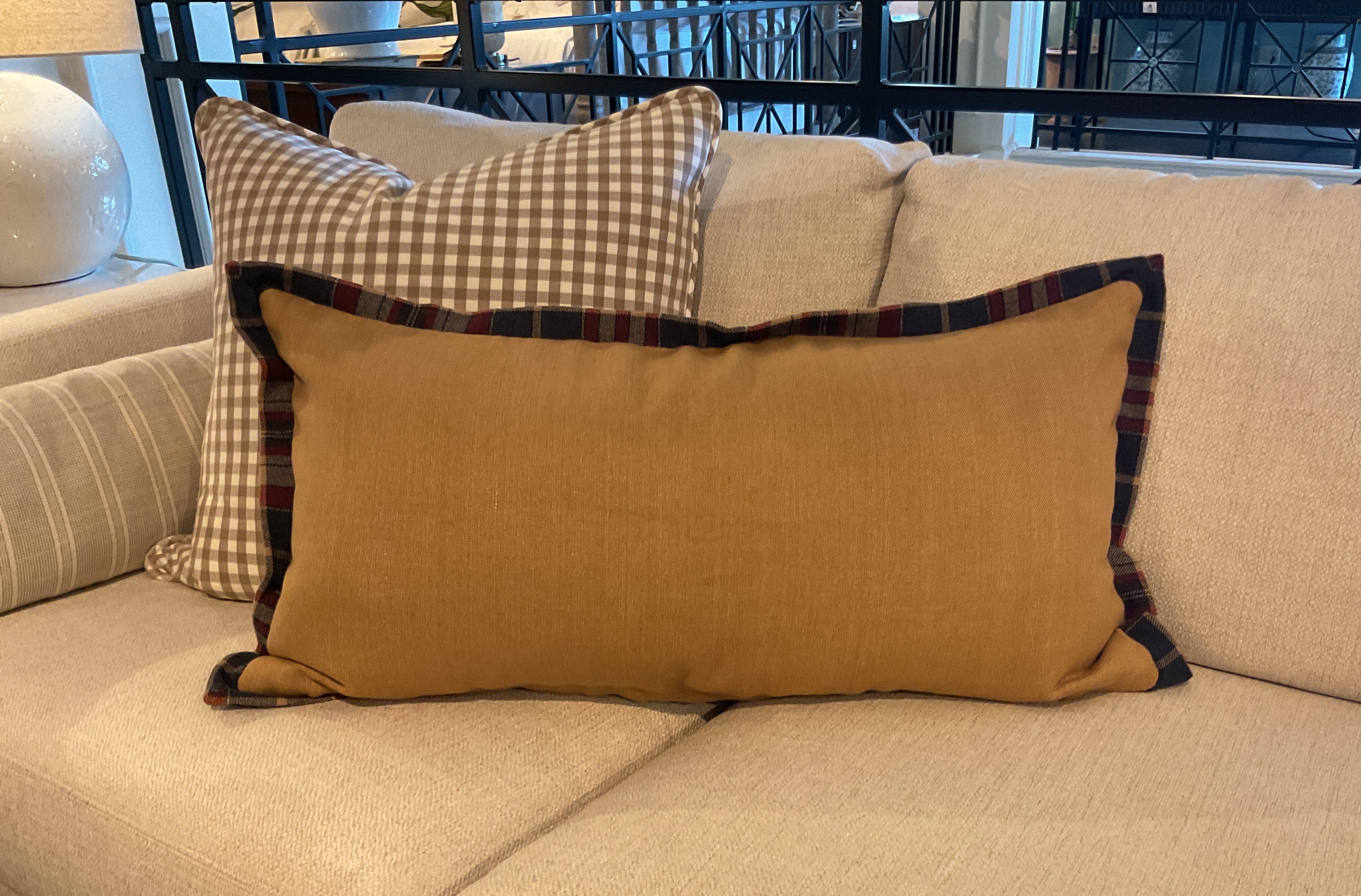 Glynn Linen Camel w/ Plaid Flange