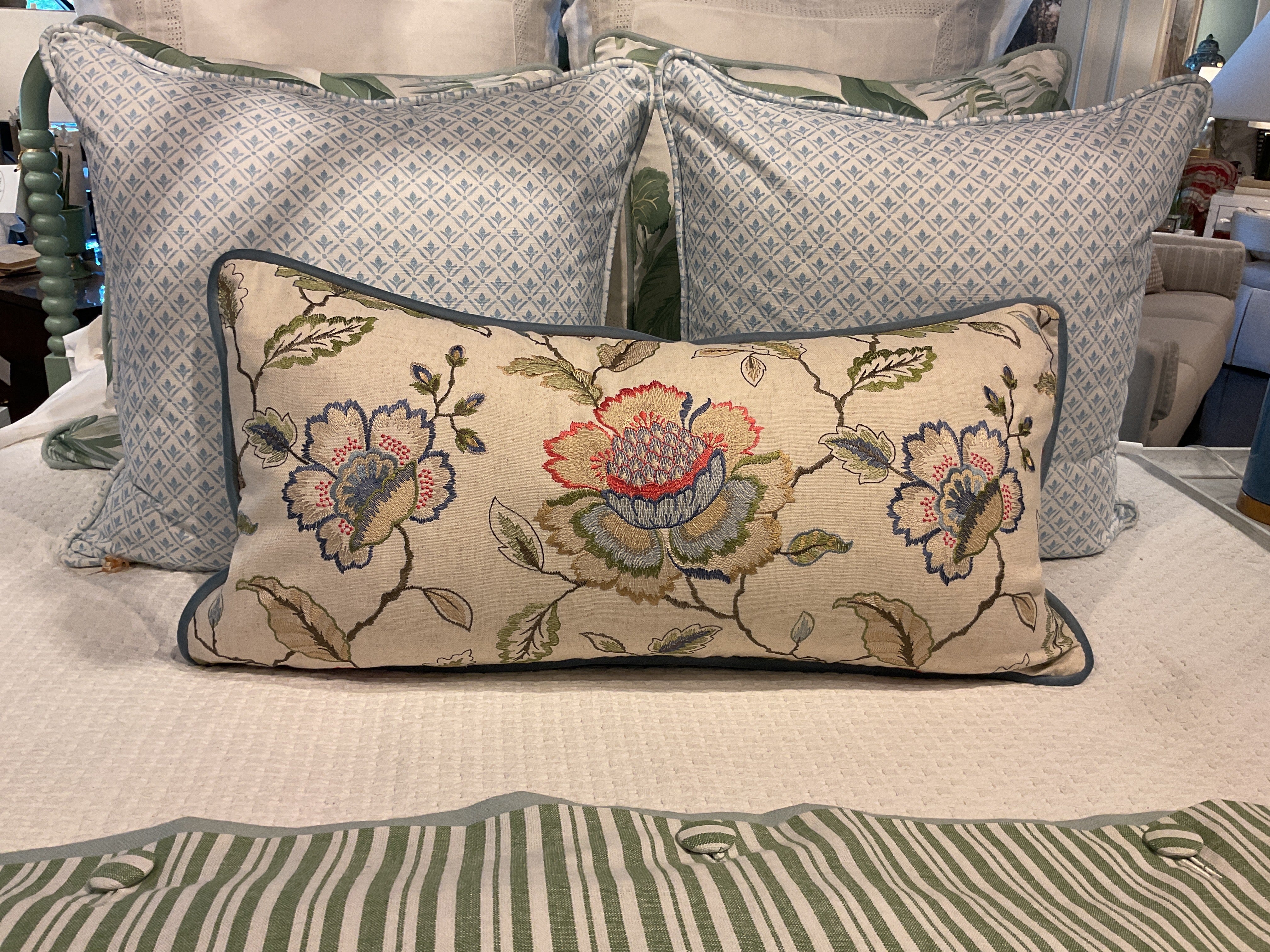 Enchanted Bloom (Front) w/ Cornflower Cord Pillow Sham