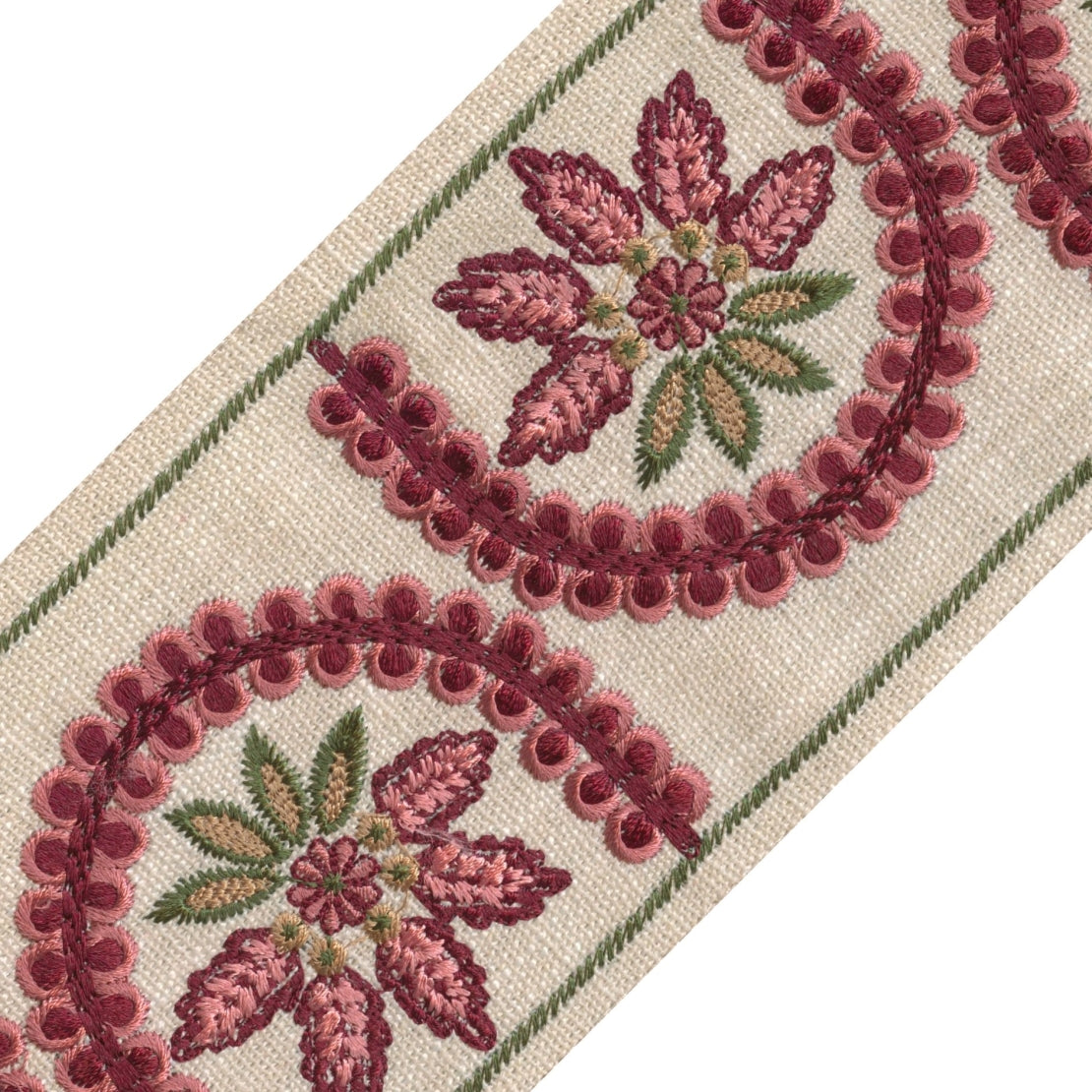 Bel Iver Ruby Tape Trim by the Yard from Nell Hill's hand embroidered floral motif