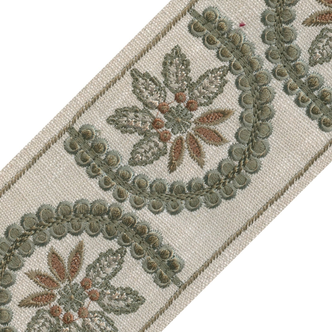 Bel Iver Sage Tape Trim by the Yard from Nell Hill's hand embroidered floral motif