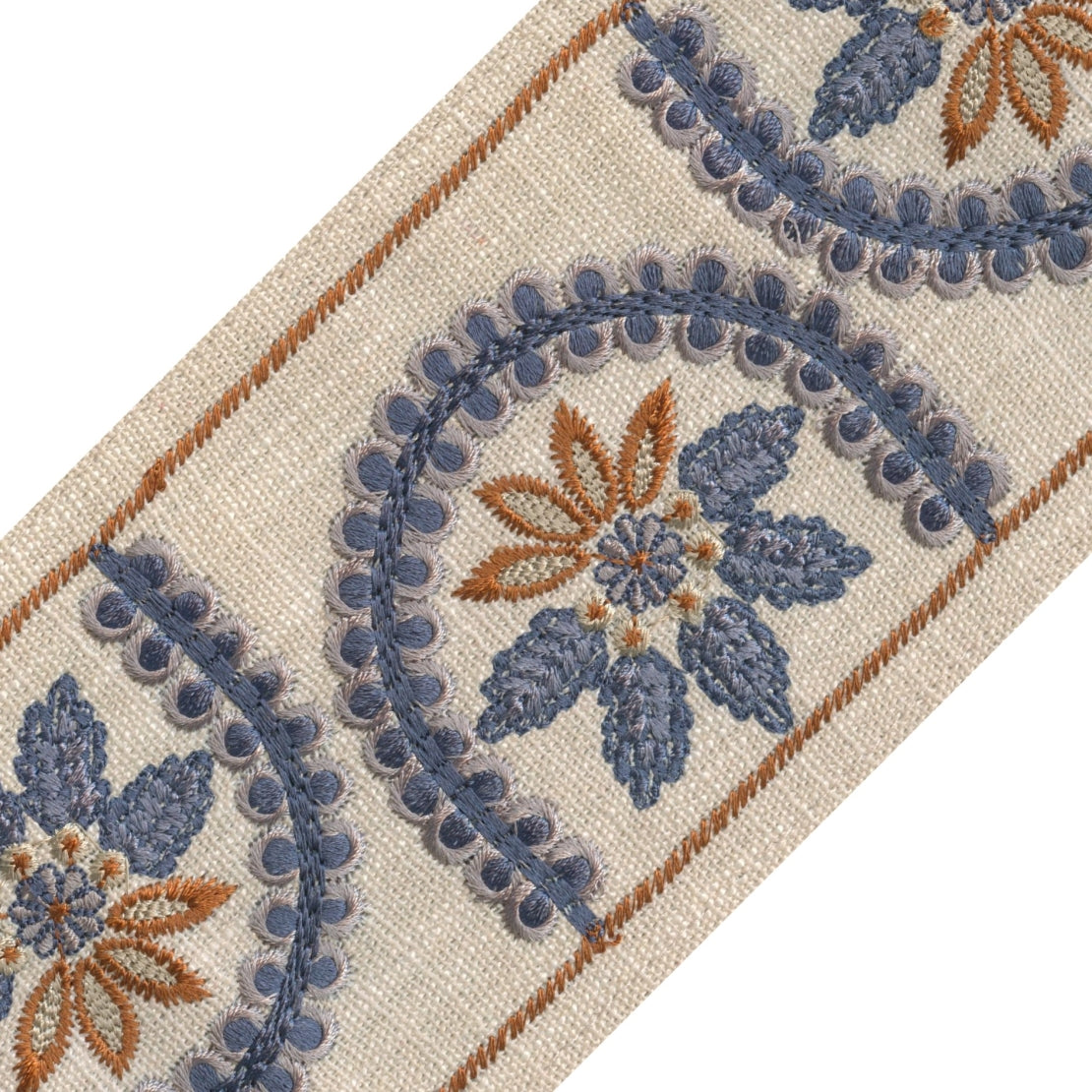 Bel Iver Spice Tape Trim by the Yard from Nell Hill's hand embroidered floral motif
