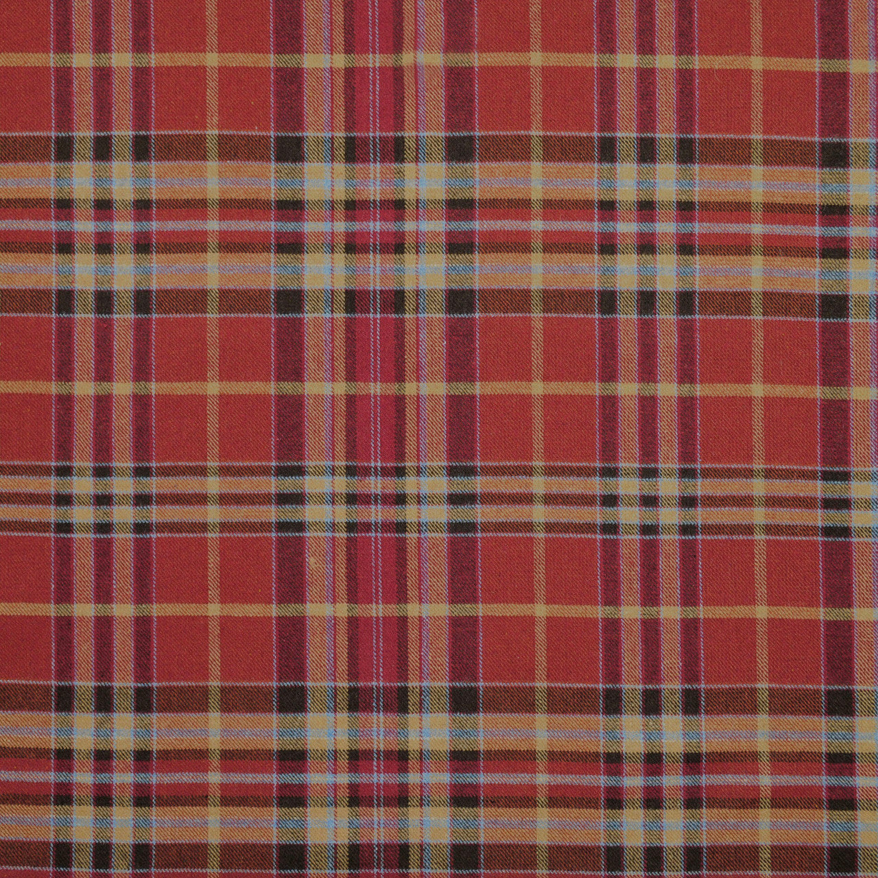 Bennett pompeii Blue, Red, black, coral Plaid wool blend fabric by the yard from Nell Hill's