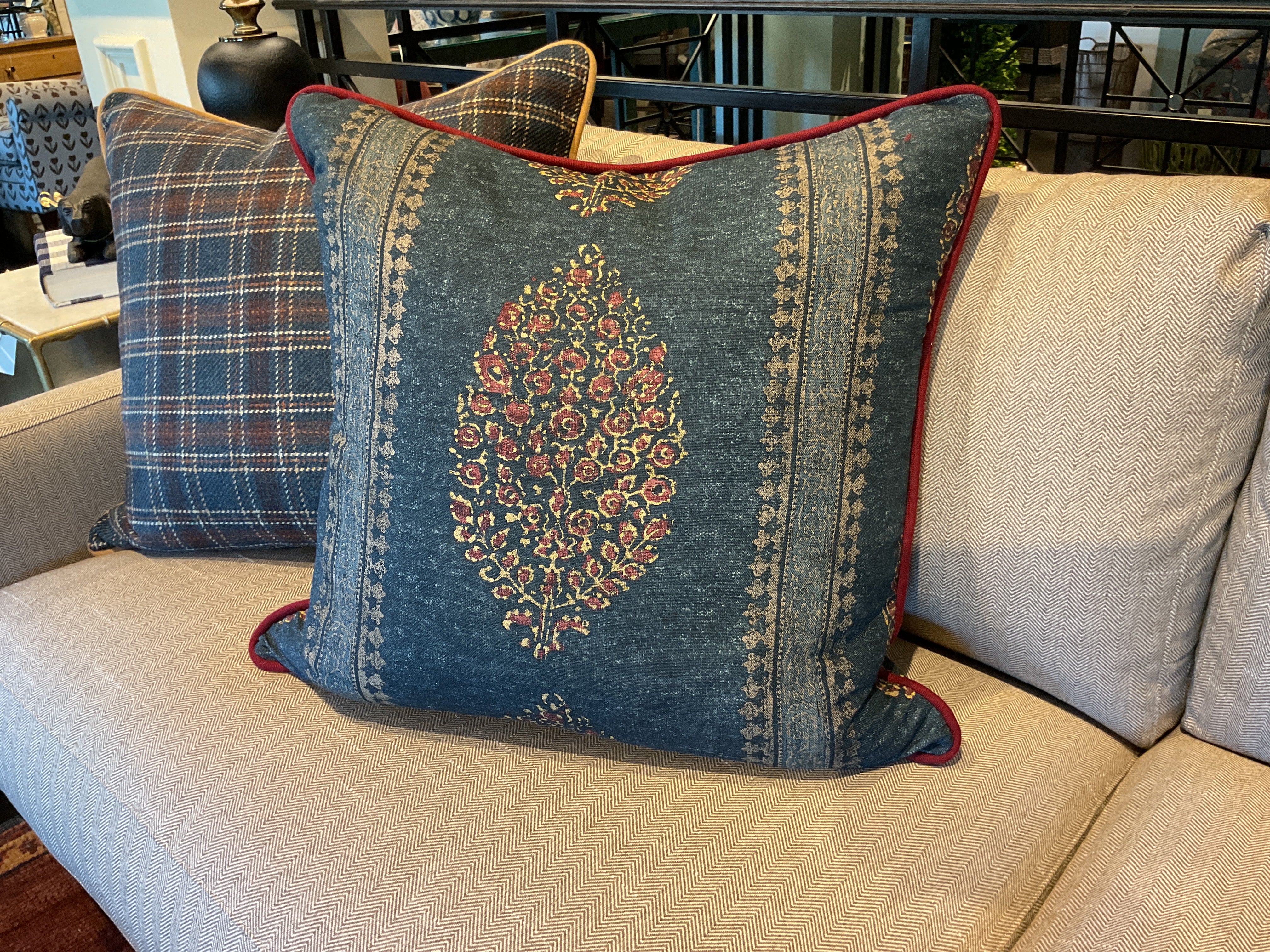 Chappana Navy & Red w/ Plum Cord Pillow Sham