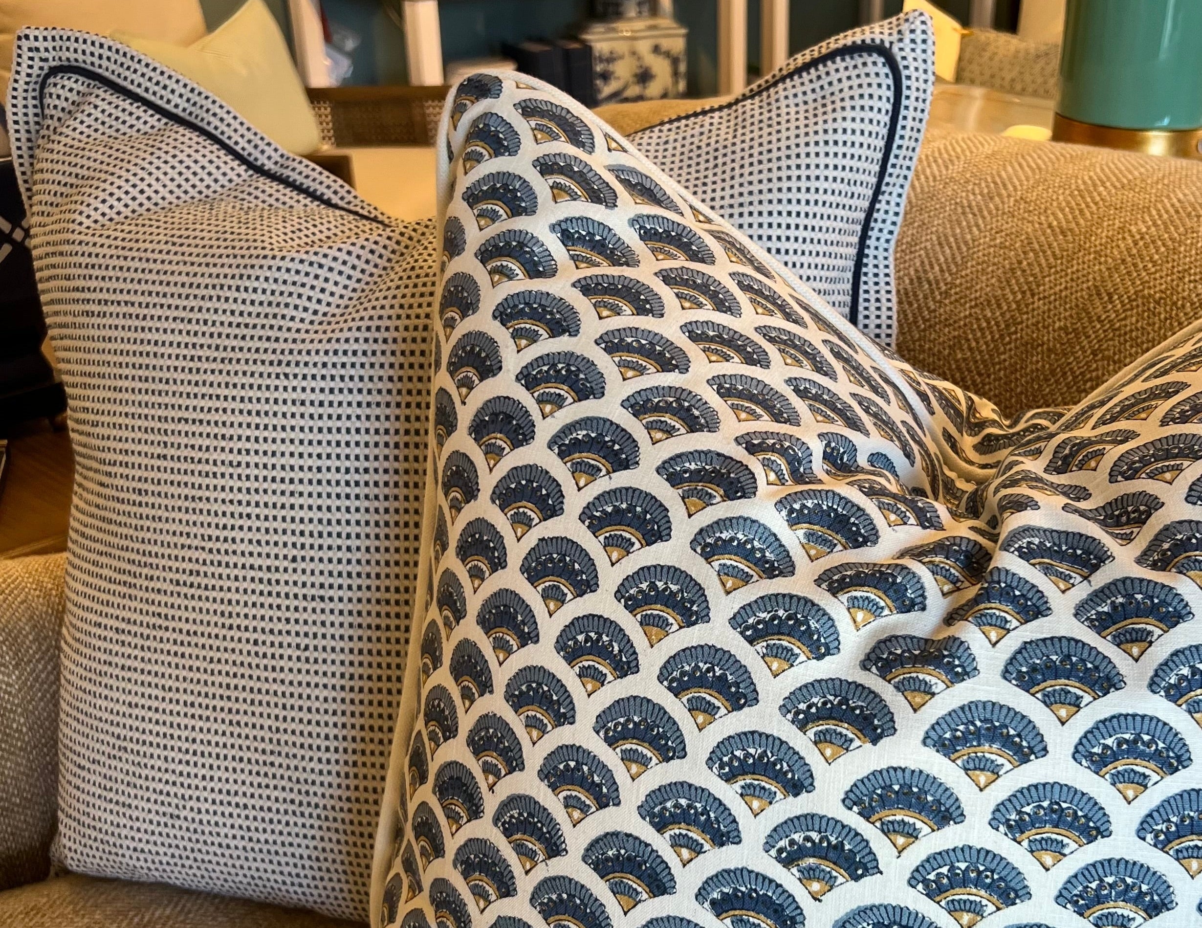 Mini Mosaic Indigo Sham w/ Micro Cord and Flange