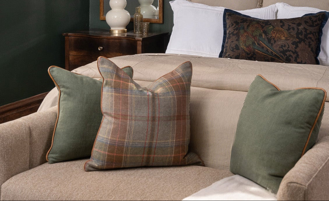 Shetland Plaid w/ Suede Lipcord Pillow Sham