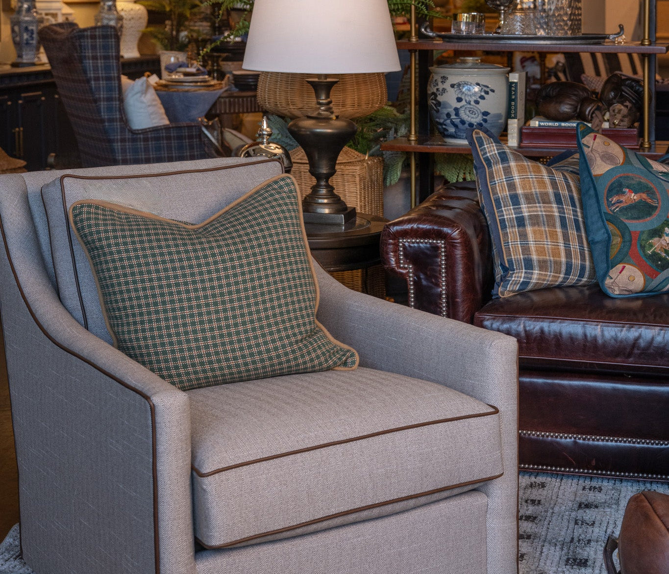 Woodmere Check Sham w/ Foxwood Cord Pillow Sham