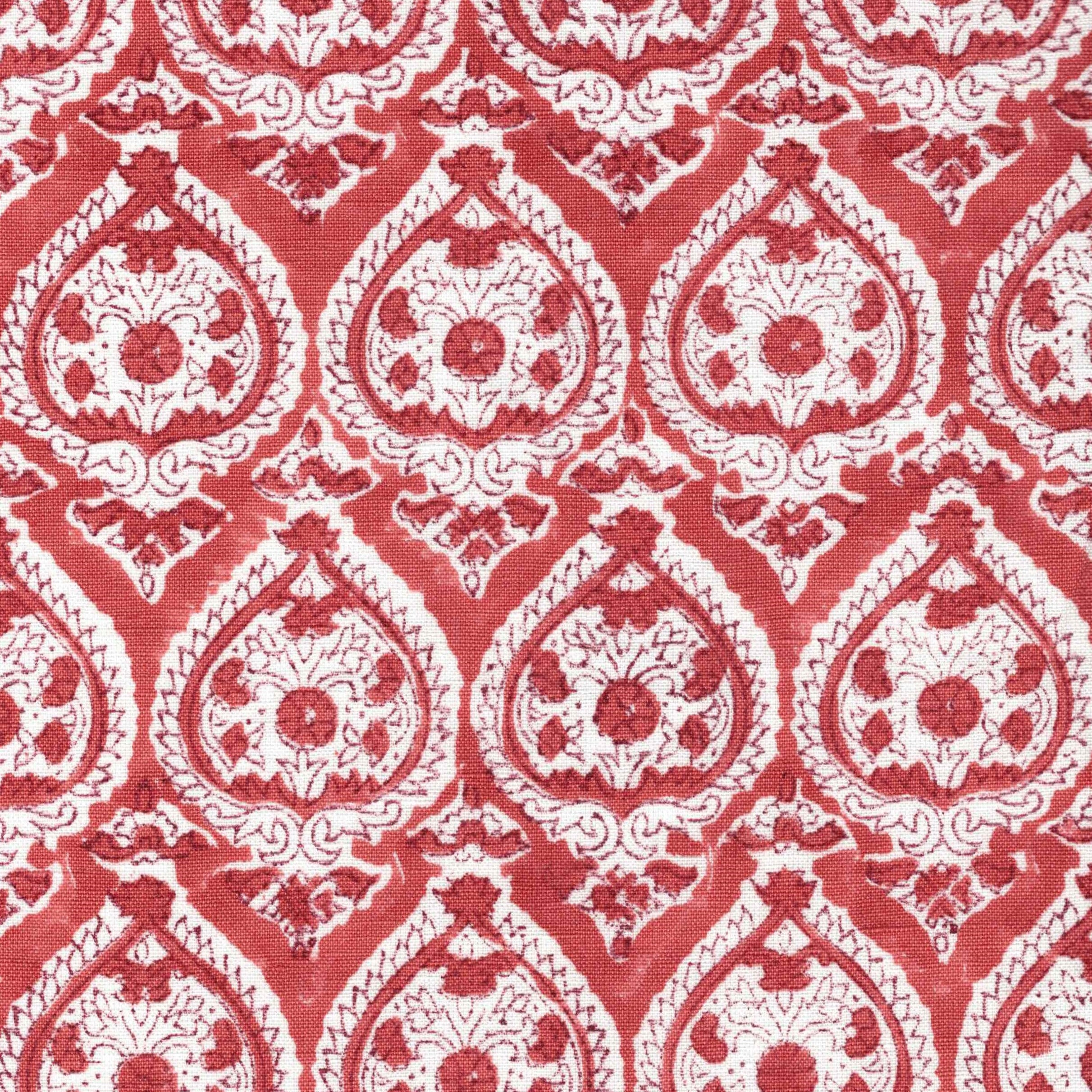 Ogee Vermillion Hand Blocked Medallion Fabric by the Yard | Nell