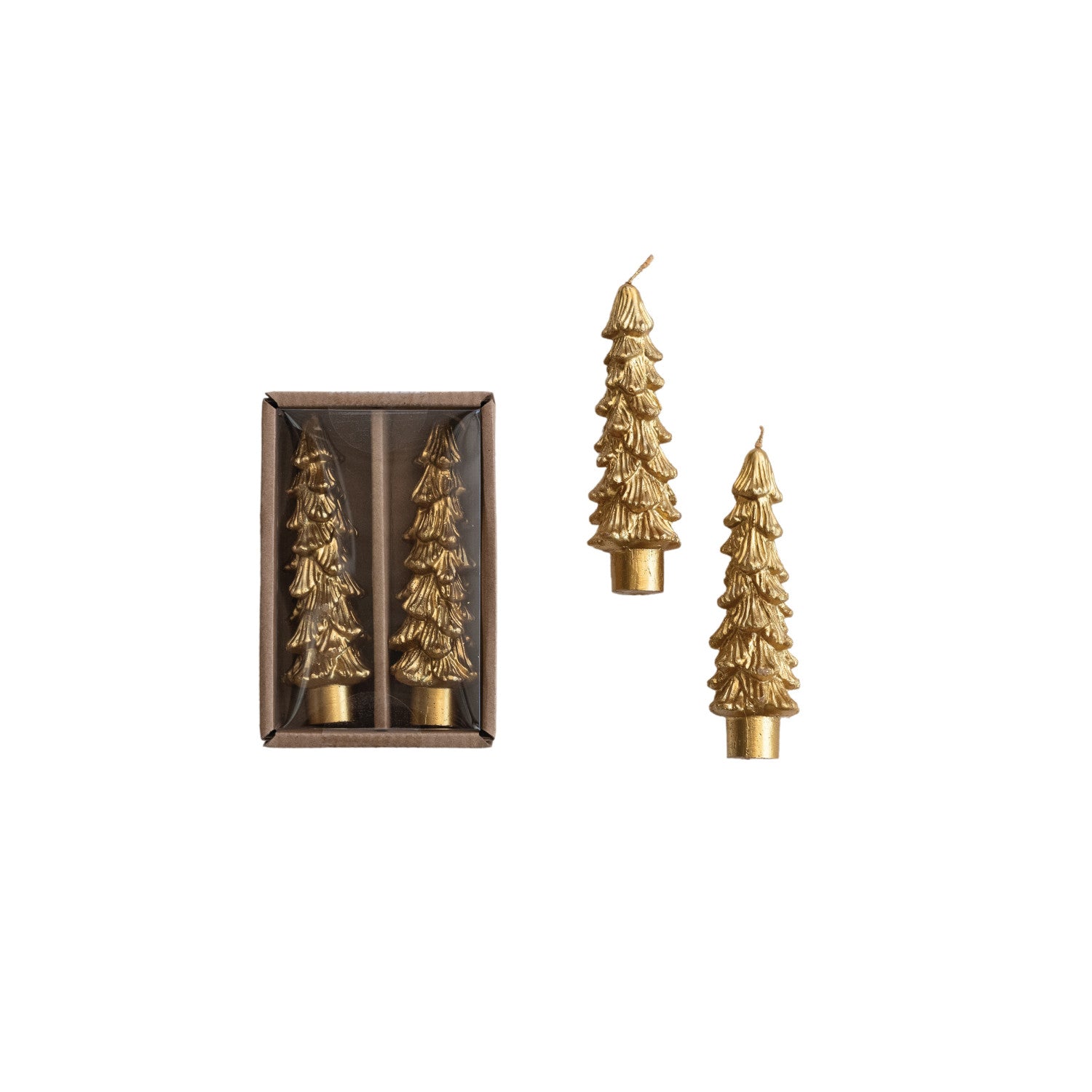 Unscented Tree Shaped Taper Candles in Box, Set of 2