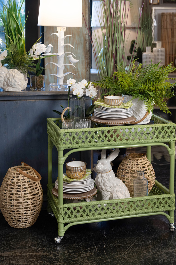 decorated bar cart