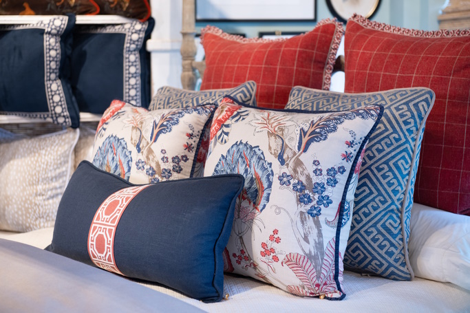 pillow combination on a designer showcase bed 