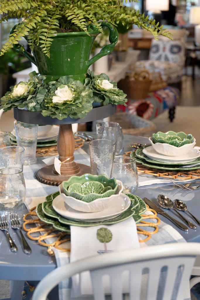 fresh plate setting with cabbage ware