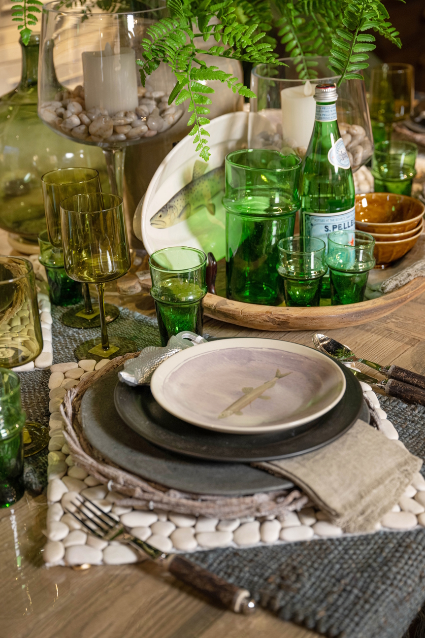 elegant table with outdoor styled tableware